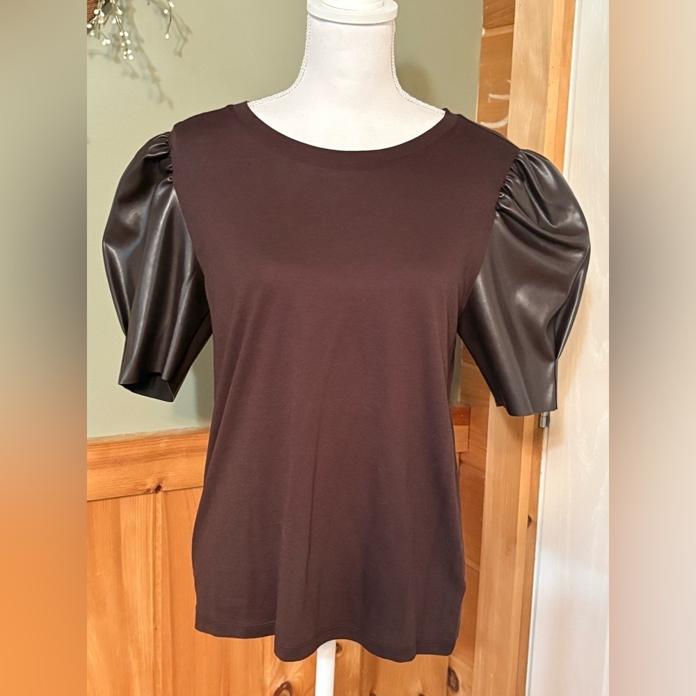 MICHAEL Michael Kors Women's Puff-Sleeve T-Shirt, Brown, Medium